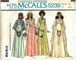 5239 1976 PRINCESS BRIDE DRESS SLVS OR NOT, LACE CAPE PATTERN 18